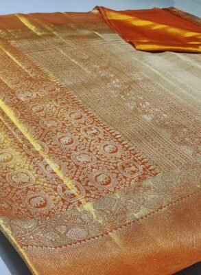 Bridal wear pure kanchipattu resham warp meenakari designs 