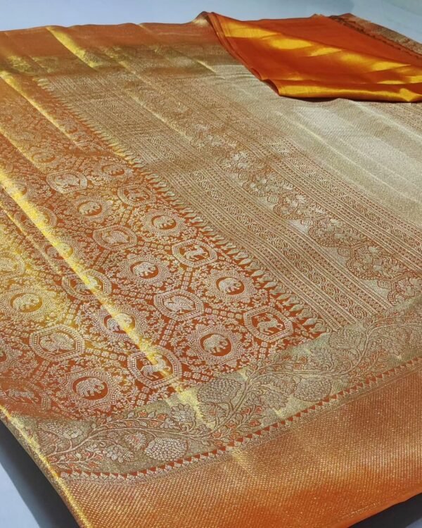 Bridal wear pure kanchipattu resham warp meenakari designs