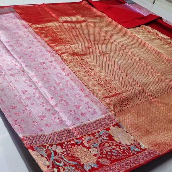 Bridal wear pure kanchipattu resham warp meenakari designs