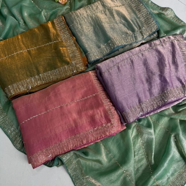 Chiffon Dual Shad Saree With Jharkhan Work