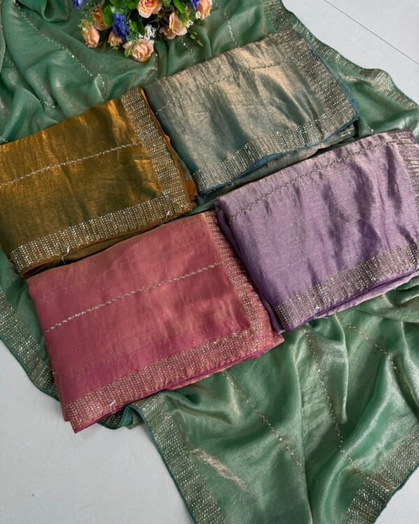 Chiffon Dual Shad Saree With Jharkhan Work
