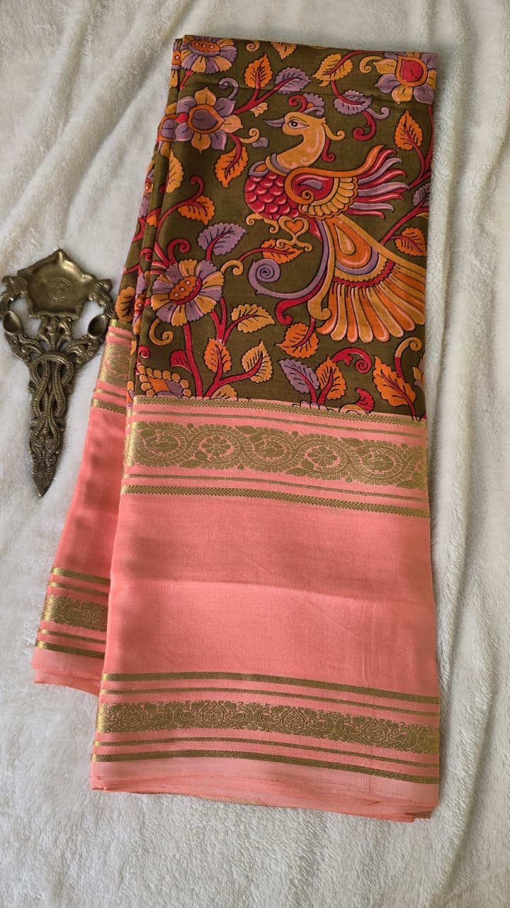 Exclusive Traditional Pure Mysore Crepe Silk Saree 2 Exclusive Traditional Pure Mysore Crepe Silk Saree - Image 2