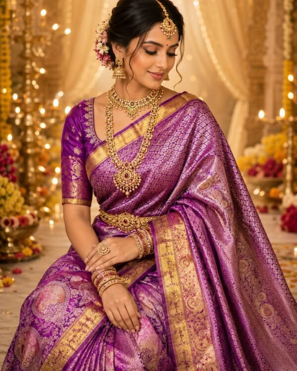Exclusive wedding collection pure kanchipattu resham Meenakari 1g premium quality 