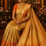 Exclusive wedding collection pure kanchipattu resham warp edge to edge Meenakari patterns