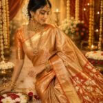 Exclusive wedding collection pure kanchipattu tissue flower brocade with meena work designs 