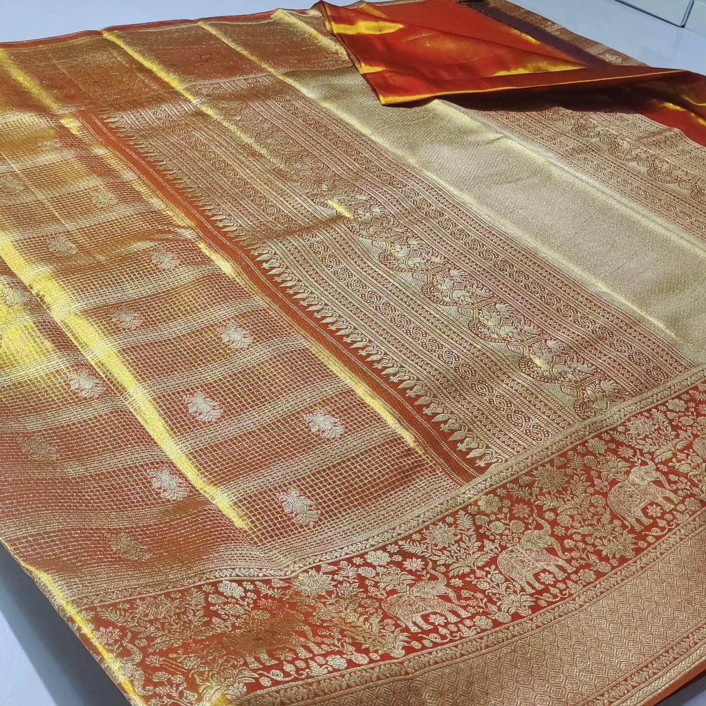 Exclusive wedding collection pure kanchipattu tissue flower brocade with meena work designs 2 Exclusive wedding collection pure kanchipattu tissue flower brocade with meena work designs - Image 2