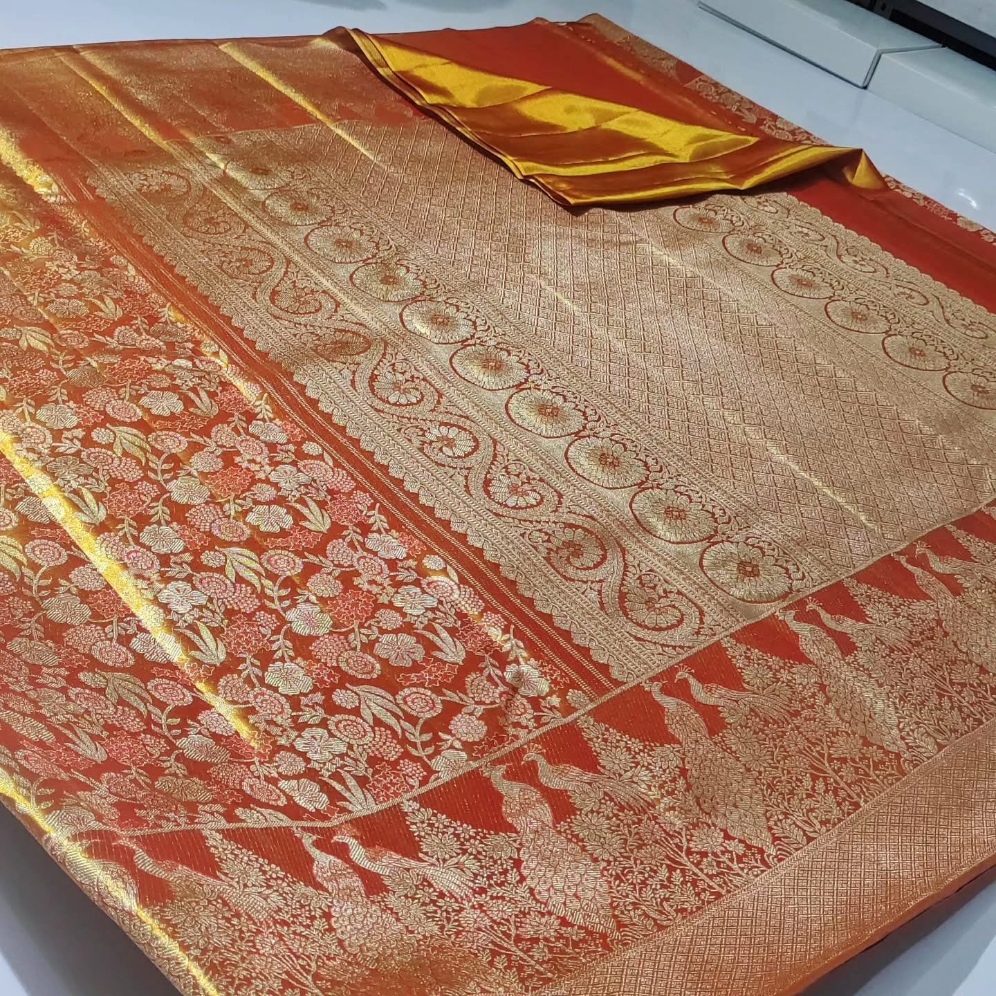 Exclusive wedding collection pure kanchipattu tissue flower brocade with meena work designs 3 Exclusive wedding collection pure kanchipattu tissue flower brocade with meena work designs - Image 3