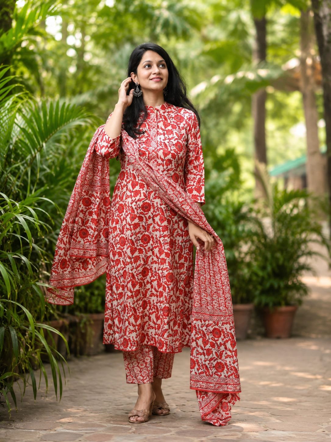 Special Floral bagru printed cotton kurti pant duppata set 1 Floral bagru printed cotton kurti pant duppata set