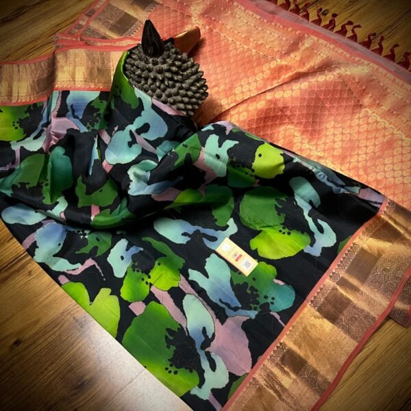 Kanchipuram silk with digital print