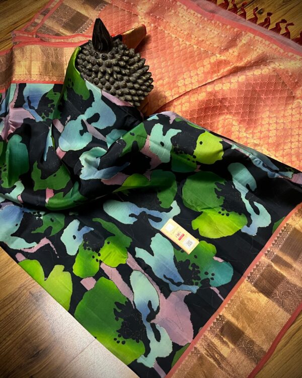 Kanchipuram silk with digital print
