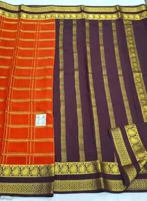 Navratri Color Orange Exclusive Pure crepe Mysore silk sarees