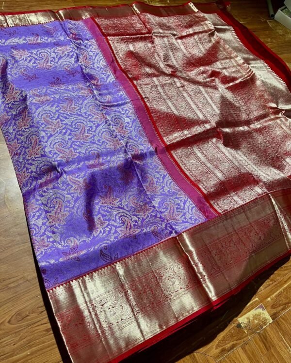 New Pure kanchipattu tissue edge-to-edge Meenakari patterns 