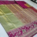 New arrival pure kanchipattu tissue Meenakari edge to edge designs 