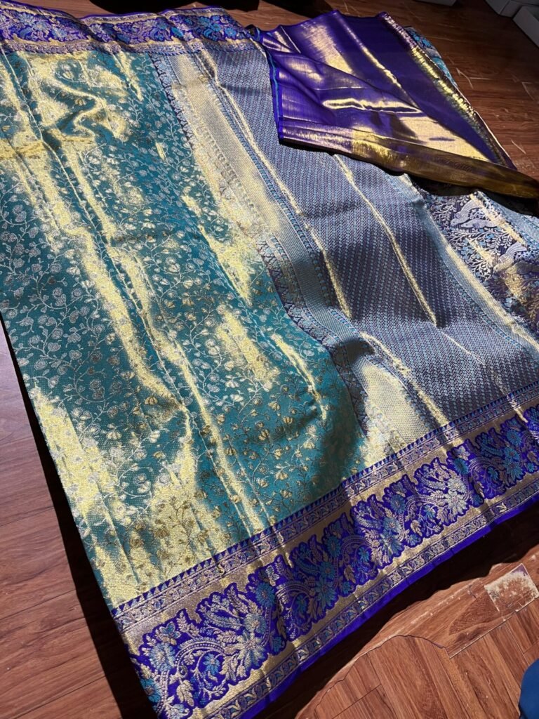 Pretty collection pure Kanchipuram tissue meenakari floral brocade designs 1 1