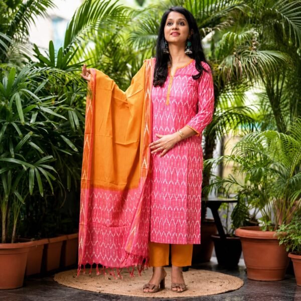 Pure Handloom Ikat Pochampally Cotton Kurti Sets