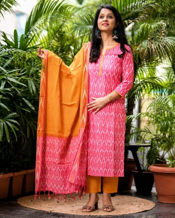 Pure Handloom Ikat Pochampally Cotton Kurti Sets