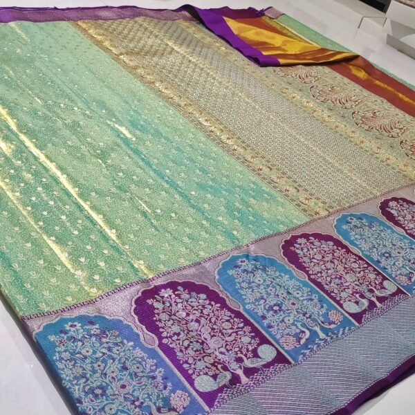Pure kanchipattu tissue meenakari 1g premium designs