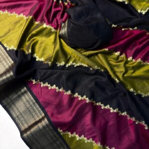 Soft black dola silk saree