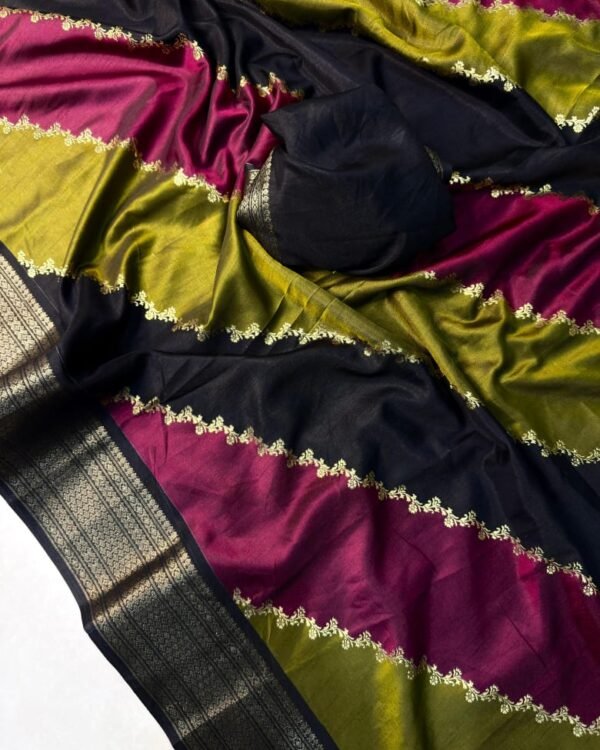 Soft black dola silk saree