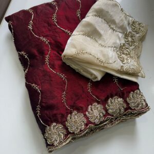 Space Satin Bits Sequence Work Saree