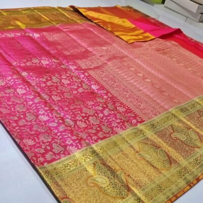 Special edition pure kanchipattu resham warp edge to edge Meenakari 1g designs 