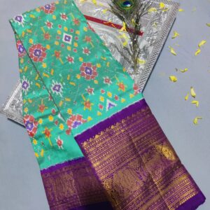 Special ikkat designer kanchi border silk sarees