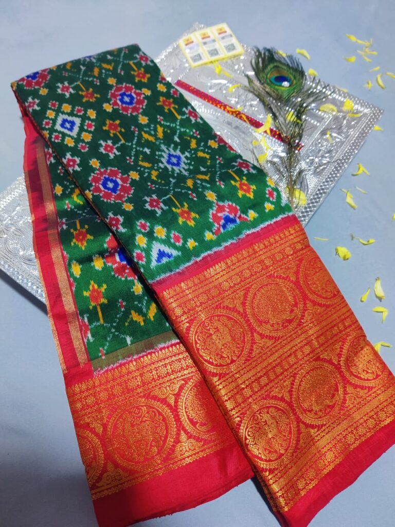 Special ikkat designer kanchi border silk sareesWhatsApp Image 2025 09 29 at 10.45.21 AM 1
