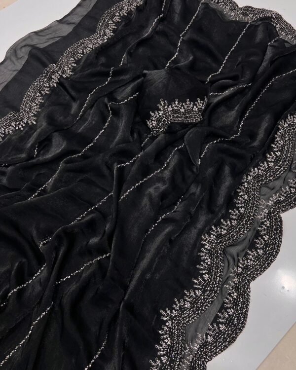 Chiffon Jarkhan Dimond Work Saree