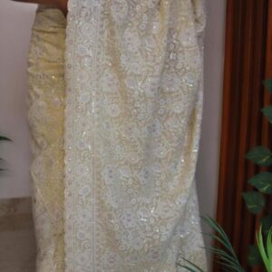 Pure Georgette silk sarees Lucknowi Chikankari handwork
