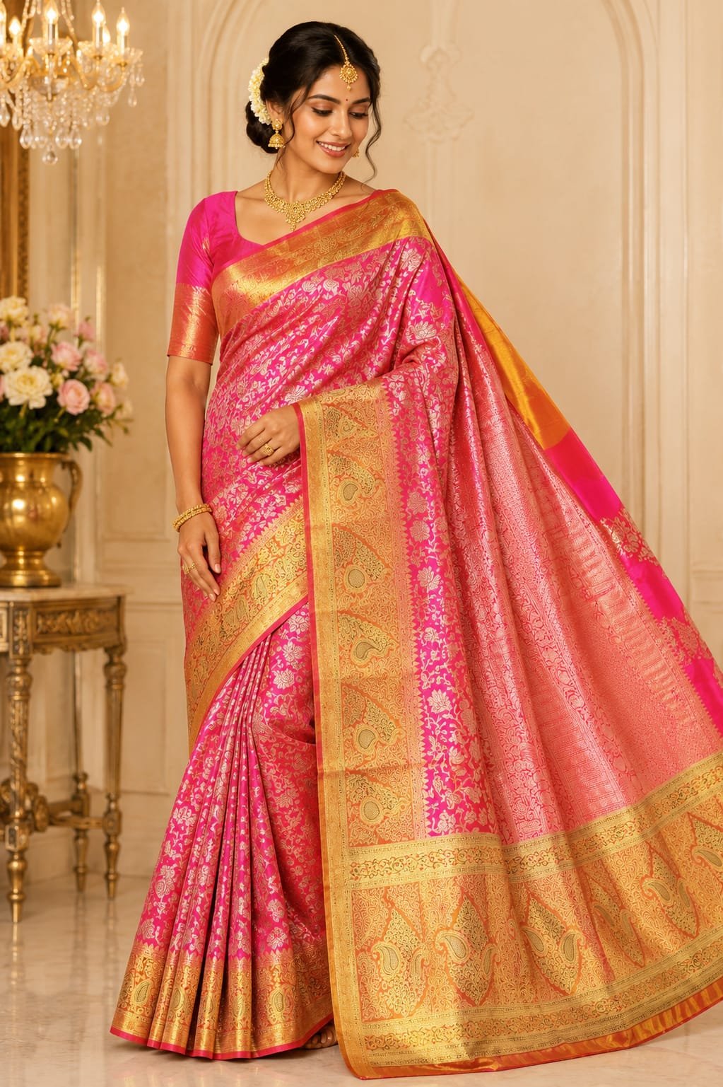 Special edition pure kanchipattu resham warp edge to edge Meenakari 1g designs 