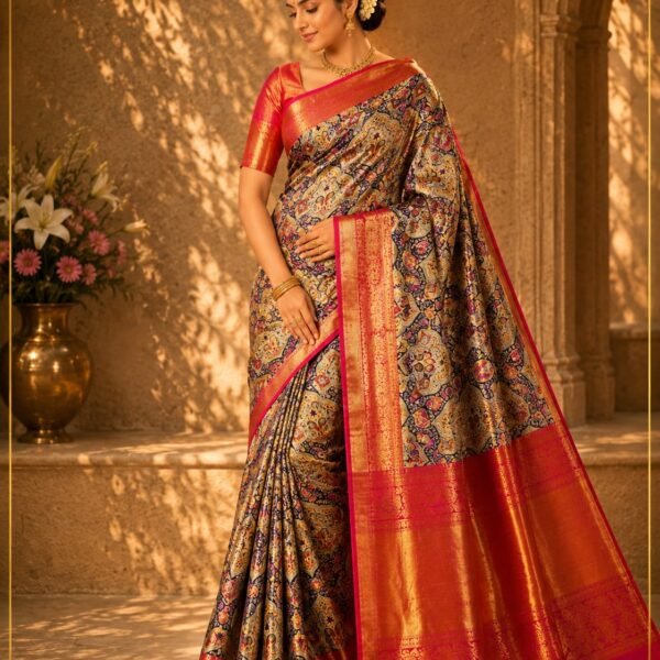 Bridal wear pure kanchipattu tissue 5d kuttu