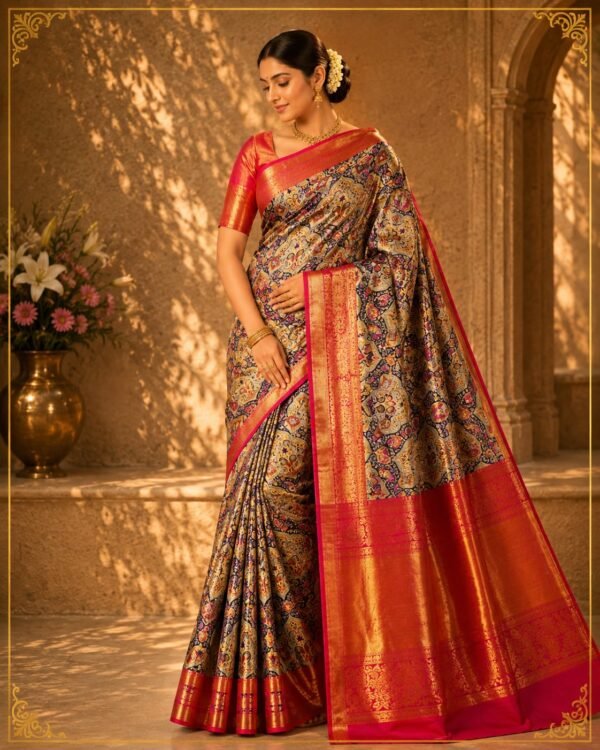 Bridal wear pure kanchipattu tissue 5d kuttu