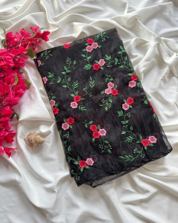 Elegant Black Organza Saree