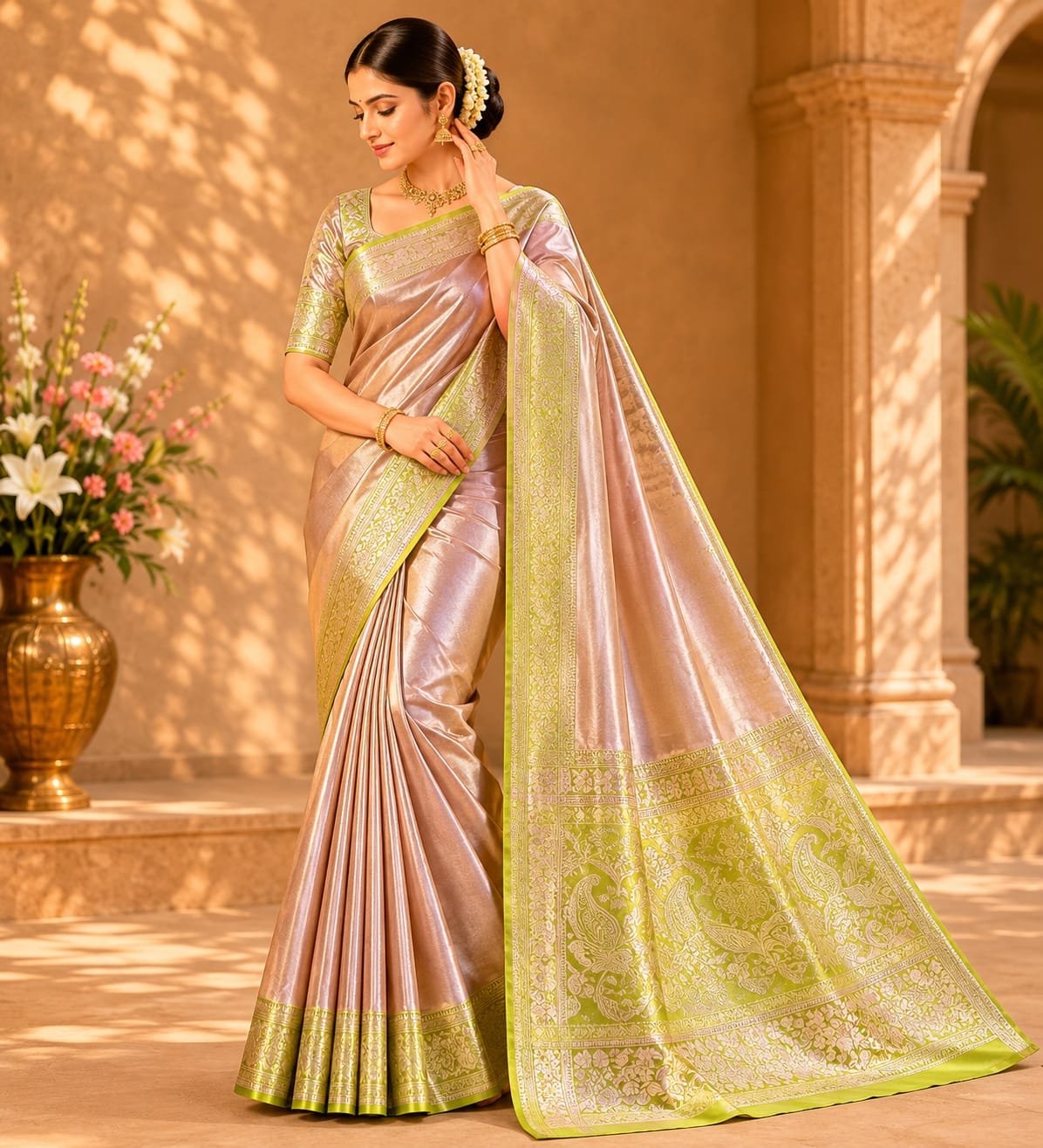 Exclusive 1gm kanchipattu tissue Meenakari