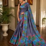 Exclusive Bishnupuri Handloom pure silk hand painted saree