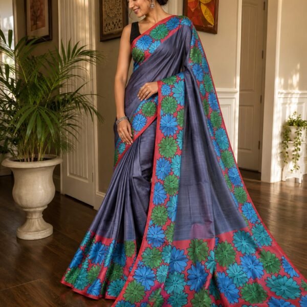 Exclusive Bishnupuri Handloom pure silk hand-painted saree