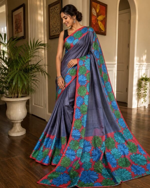 Exclusive Bishnupuri Handloom pure silk hand-painted saree