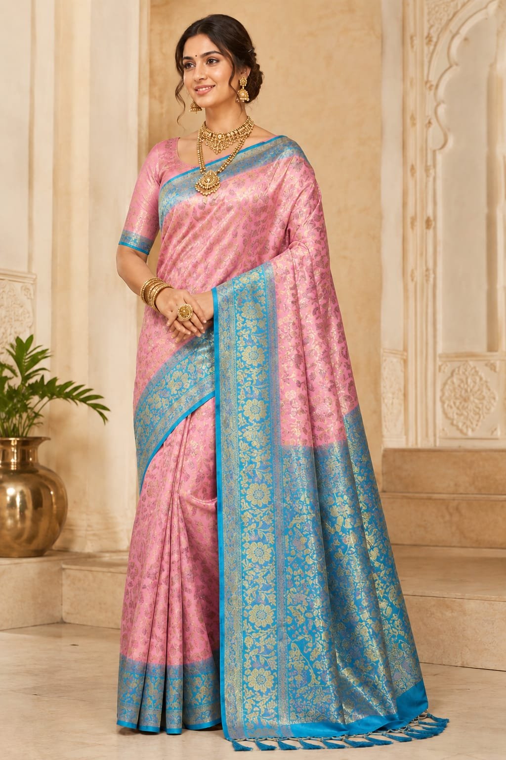 Exclusive Pure Kanchipattu Tissue Meenakari 1g