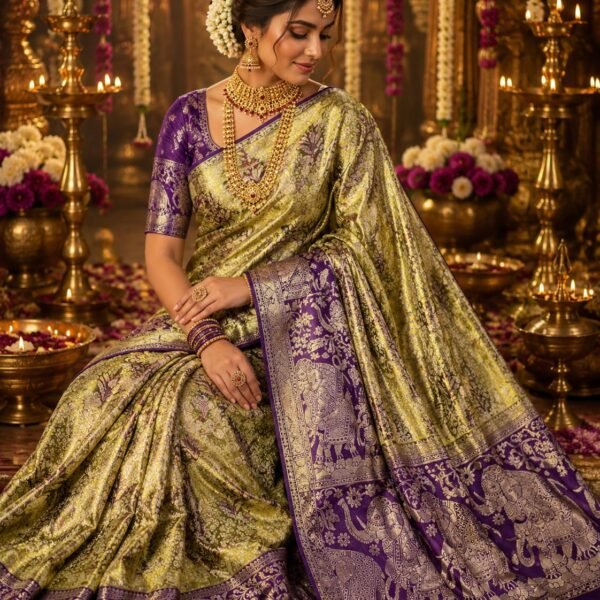 New 1gm Pure kanchipattu meenakari brocade