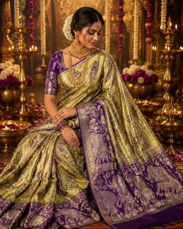 New 1gm Pure kanchipattu meenakari brocade