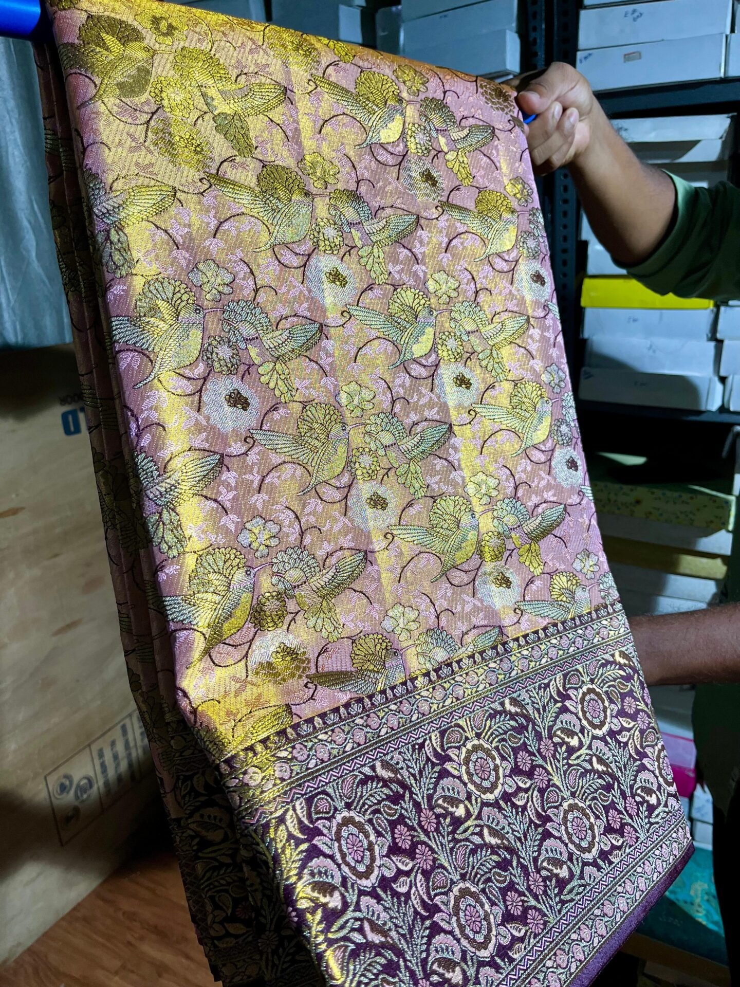 New 1gm Pure kanchipattu meenakari brocade