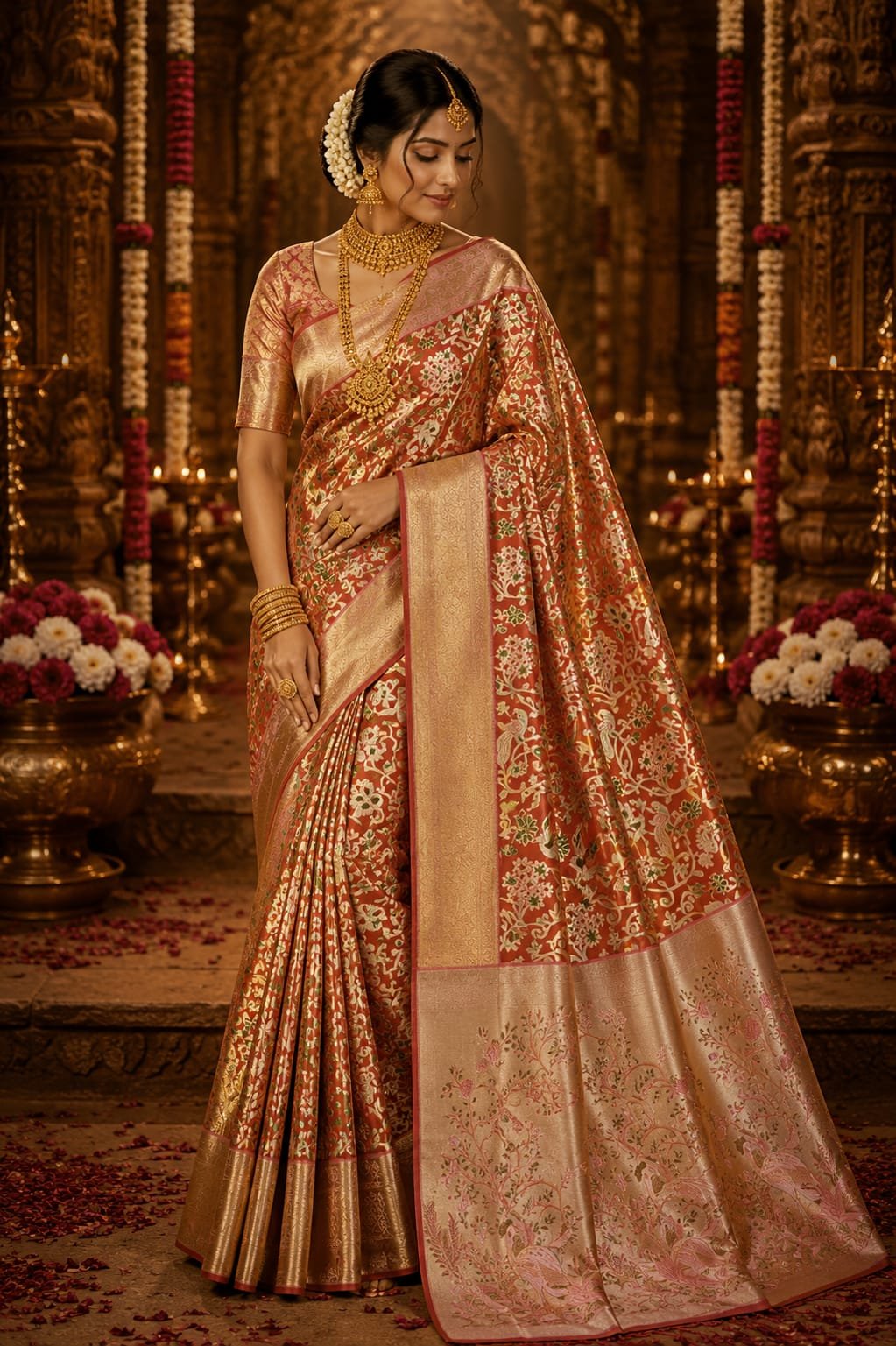 New Meenakari 1g premium Kanchipuram 100% Pure