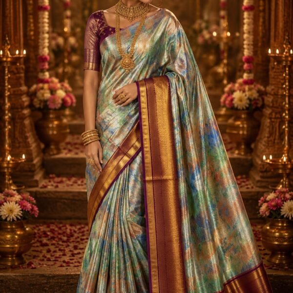 New Premium pure kanchipattu tissue multi 5d meena