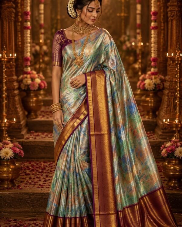 New Premium pure kanchipattu tissue multi 5d meena
