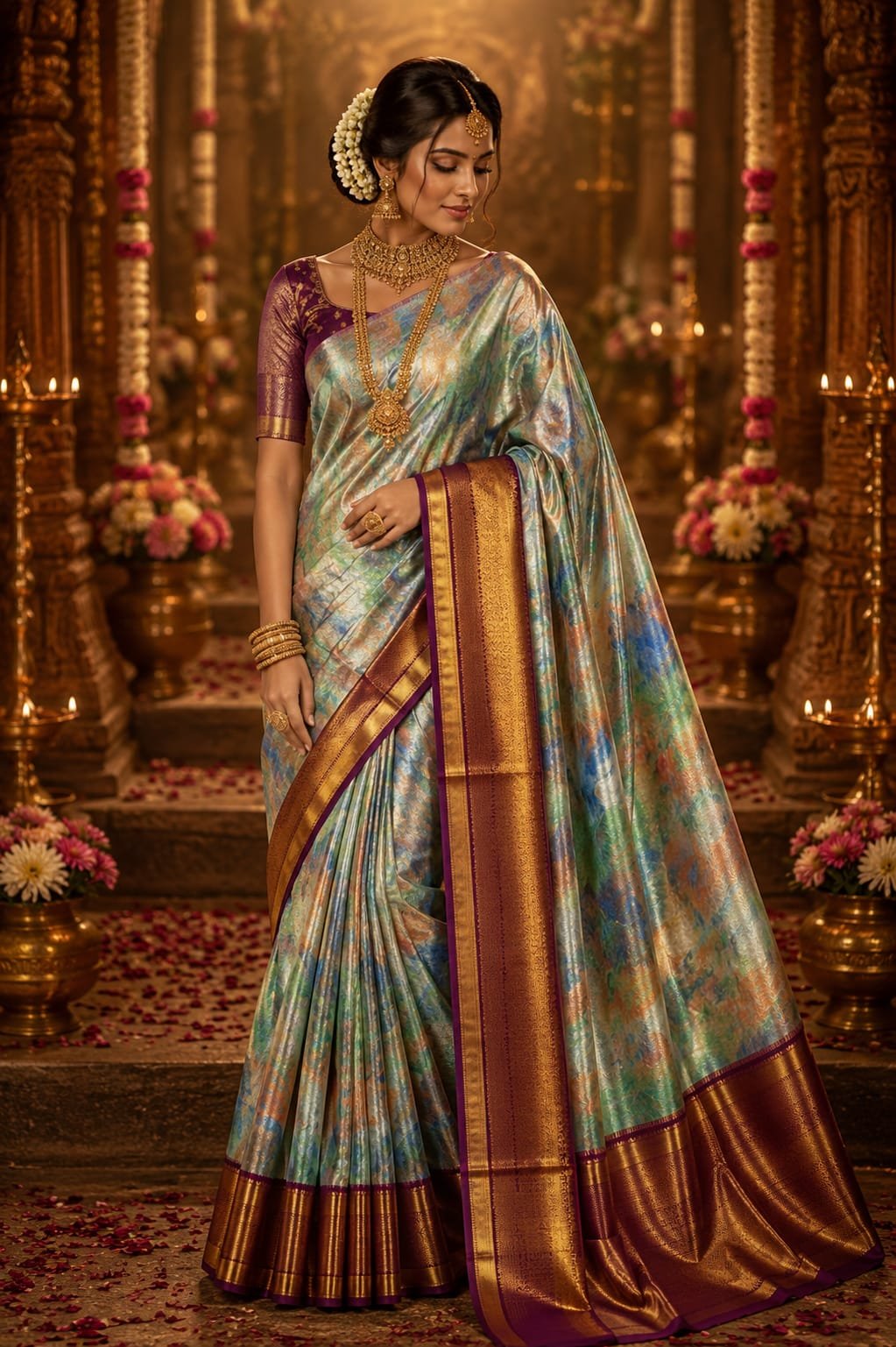 New Premium pure kanchipattu tissue multi 5d meena