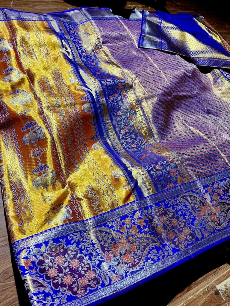 New arrival pure kanchipattu tissue edge to edge Meenakari 17 New arrival pure kanchipattu tissue edge to edge Meenakari1