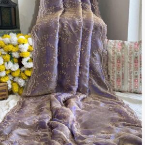 Premium Quality Organza Saree With Embroidery Work