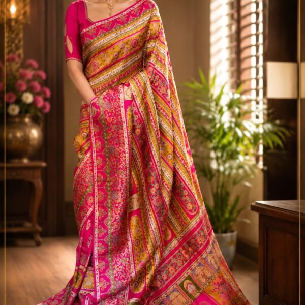 Pure kani silk saree with swarovski handwork