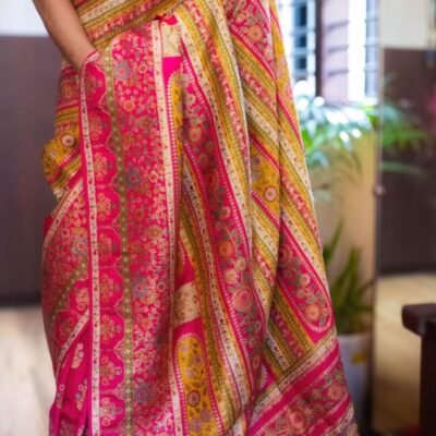 Pure kani silk saree with swarovski handwork
