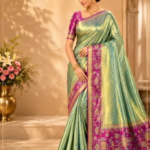Special Pure kanchipattu resham Meenakari 1g design